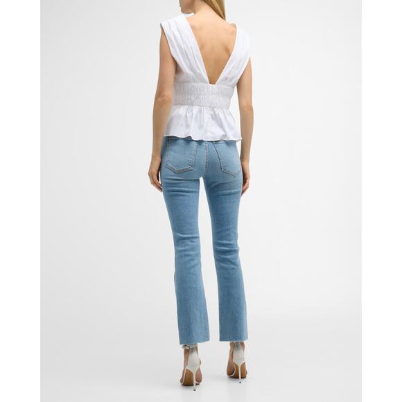 VERONICA BEARD Evra V-neck White Peplum Top - Picture 6 of 12